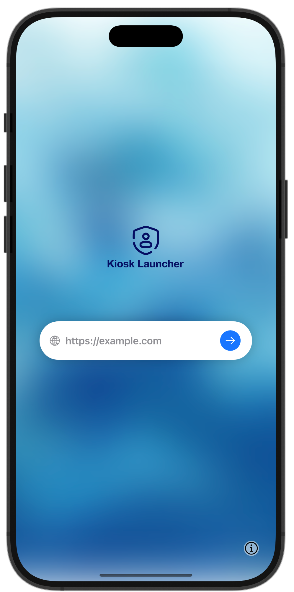 iPhone Kiosk Launcher app opened.